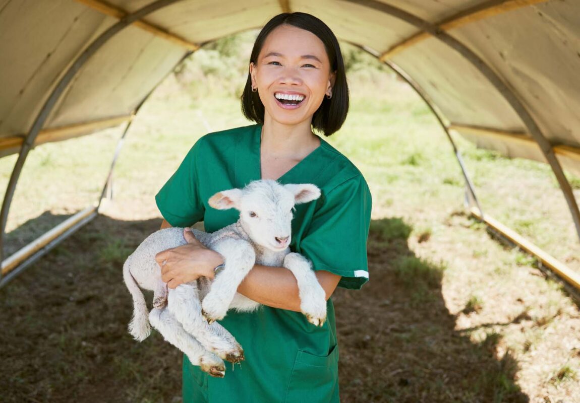 Vet student with goat